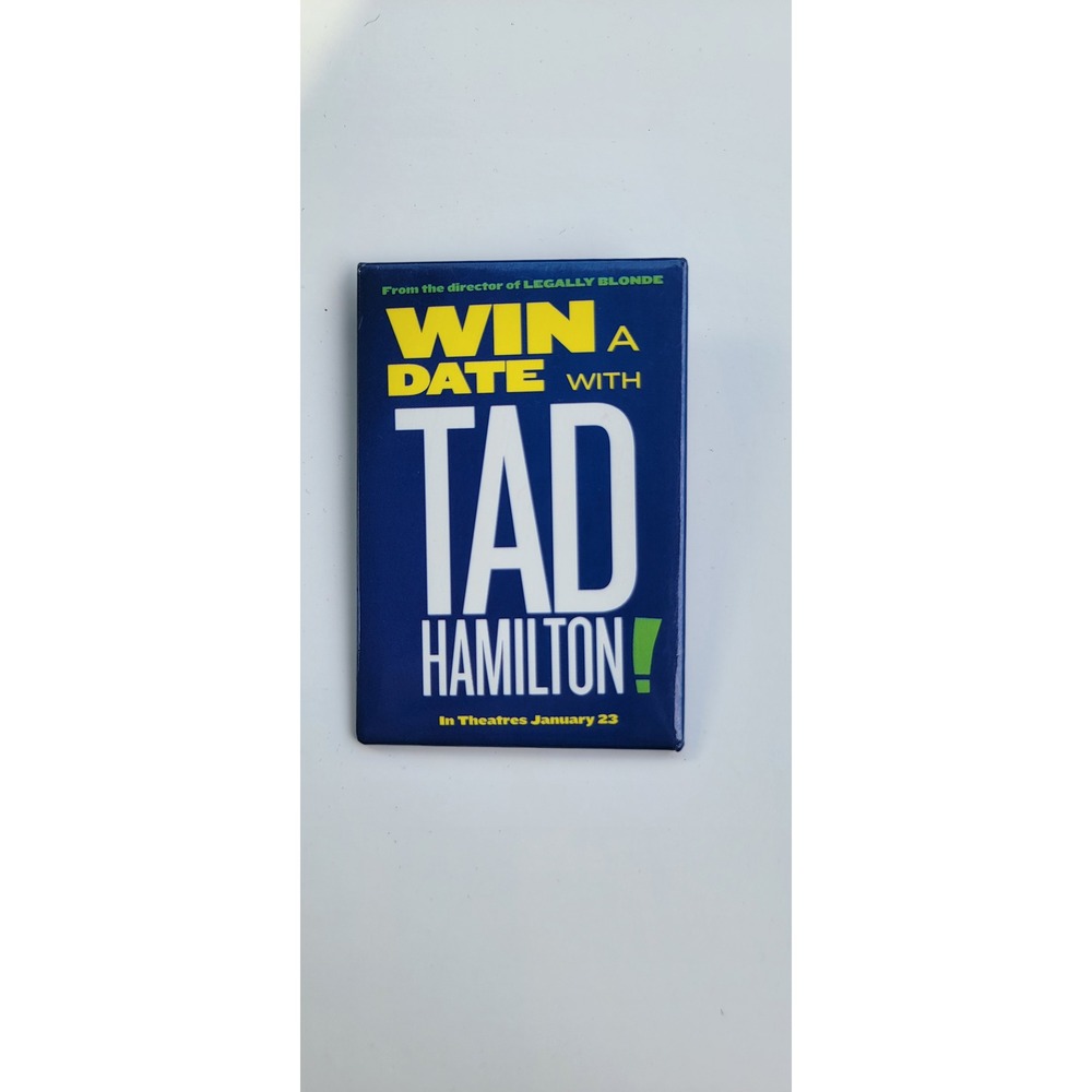Win a Date with Tad Hamilton Movie Promo Pin Button 2003 DreamWorks Blue
